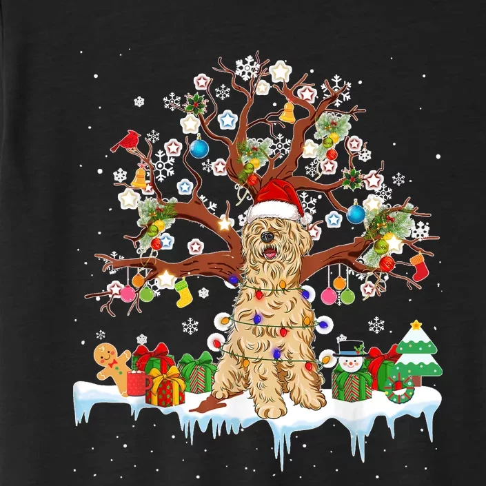 Santa Soft Coated Wheaten Terrier Dog Wearing Christmas Hat ChromaSoft Performance T-Shirt