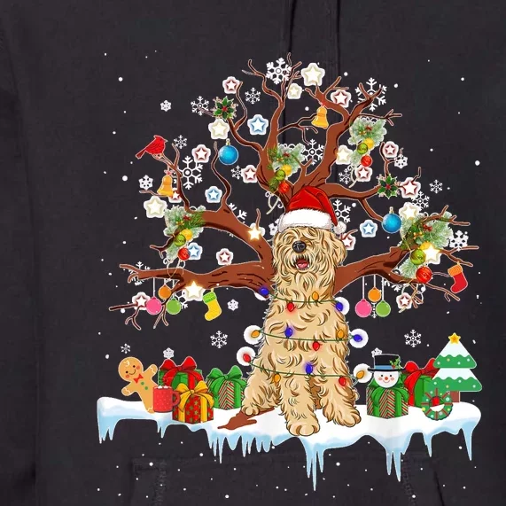 Santa Soft Coated Wheaten Terrier Dog Wearing Christmas Hat Premium Hoodie