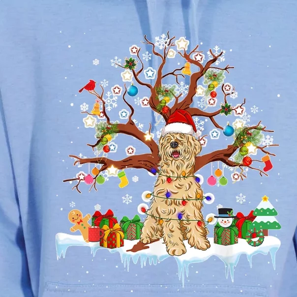 Santa Soft Coated Wheaten Terrier Dog Wearing Christmas Hat Unisex Surf Hoodie