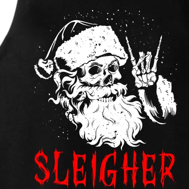 Sleigher Santa Claus Metal Christmas Rock On Hail Santa Cute Gift Ladies Tri-Blend Wicking Tank