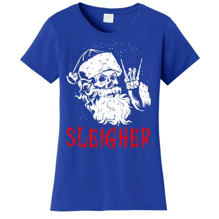 Sleigher Santa Claus Metal Christmas Rock On Hail Santa Cute Gift Women's T-Shirt