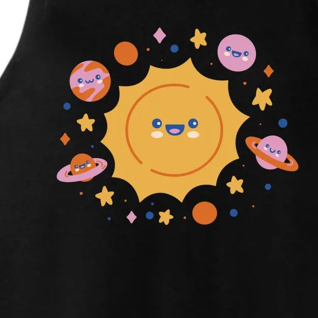 Solar System Cute Cartoon Ladies Tri-Blend Wicking Tank