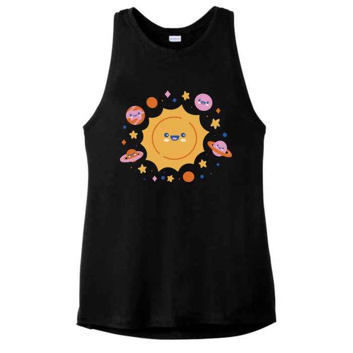 Solar System Cute Cartoon Ladies Tri-Blend Wicking Tank