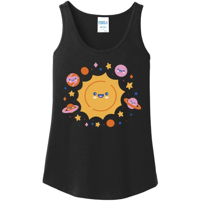 Solar System Cute Cartoon Ladies Essential Tank