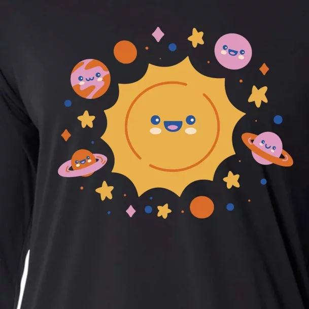 Solar System Cute Cartoon Cooling Performance Long Sleeve Crew