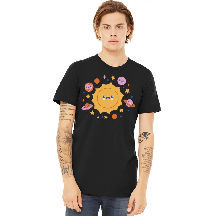 Solar System Cute Cartoon Premium T-Shirt