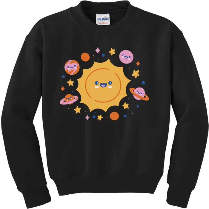 Solar System Cute Cartoon Kids Sweatshirt