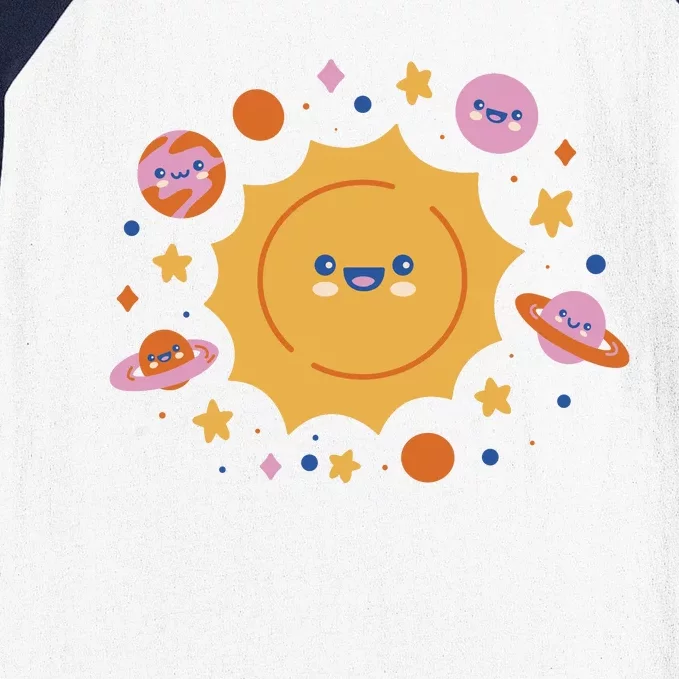 Solar System Cute Cartoon Baseball Sleeve Shirt