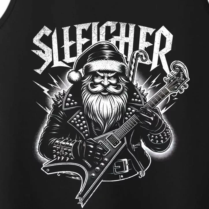 Sleigher Santa Claus Rock Christmas Funny Hail Santa Great Gift Performance Tank