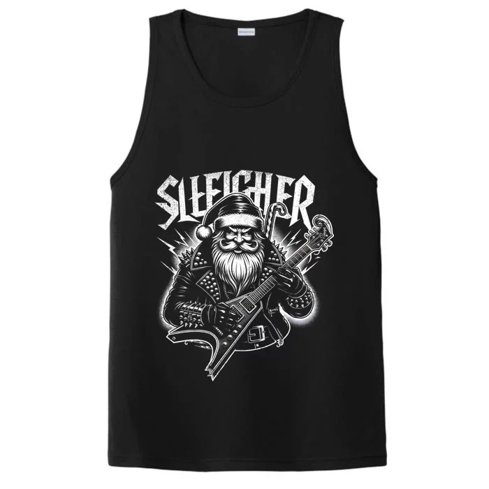 Sleigher Santa Claus Rock Christmas Funny Hail Santa Great Gift Performance Tank