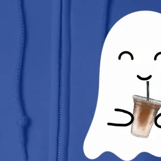 Spooky Season Cute Little Ghost Ice Coffee Halloween Costume Gift Full Zip Hoodie