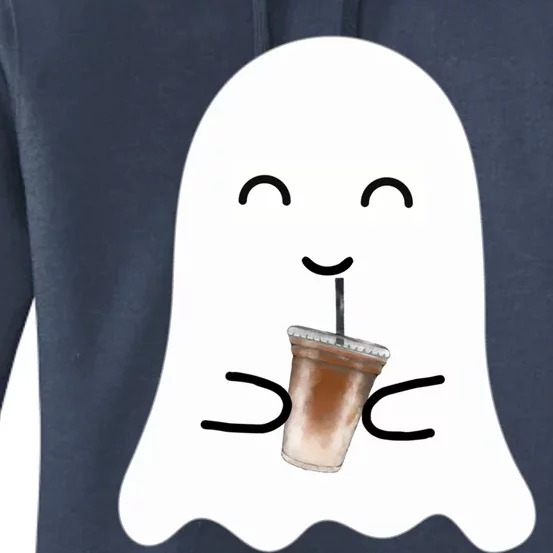 Spooky Season Cute Little Ghost Ice Coffee Halloween Costume Gift Women's Pullover Hoodie