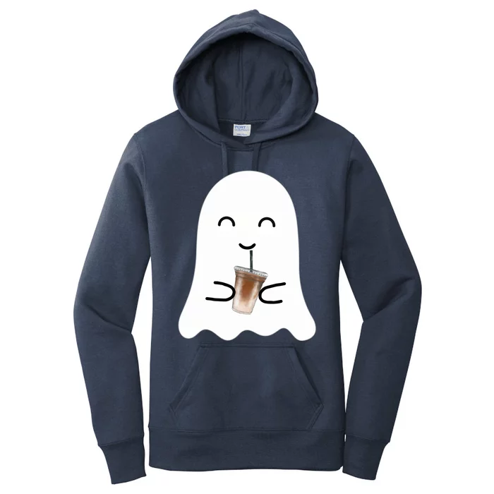 Spooky Season Cute Little Ghost Ice Coffee Halloween Costume Gift Women's Pullover Hoodie