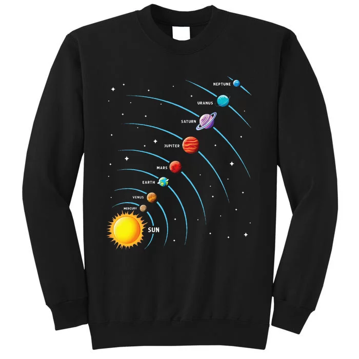 Solar System Colorful Space Planets Educational Tall Sweatshirt