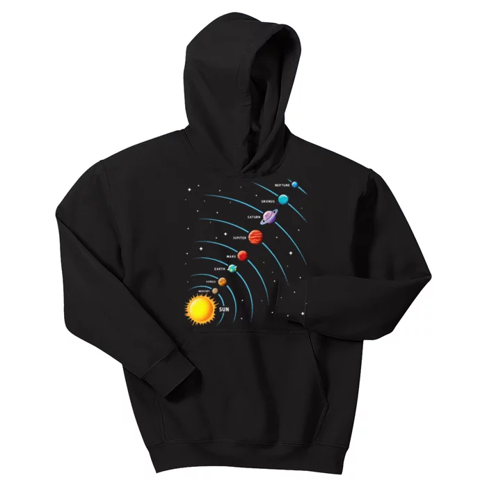 Solar System Colorful Space Planets Educational Kids Hoodie