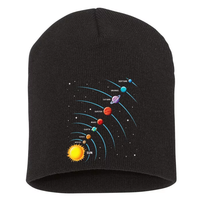 Solar System Colorful Space Planets Educational Short Acrylic Beanie