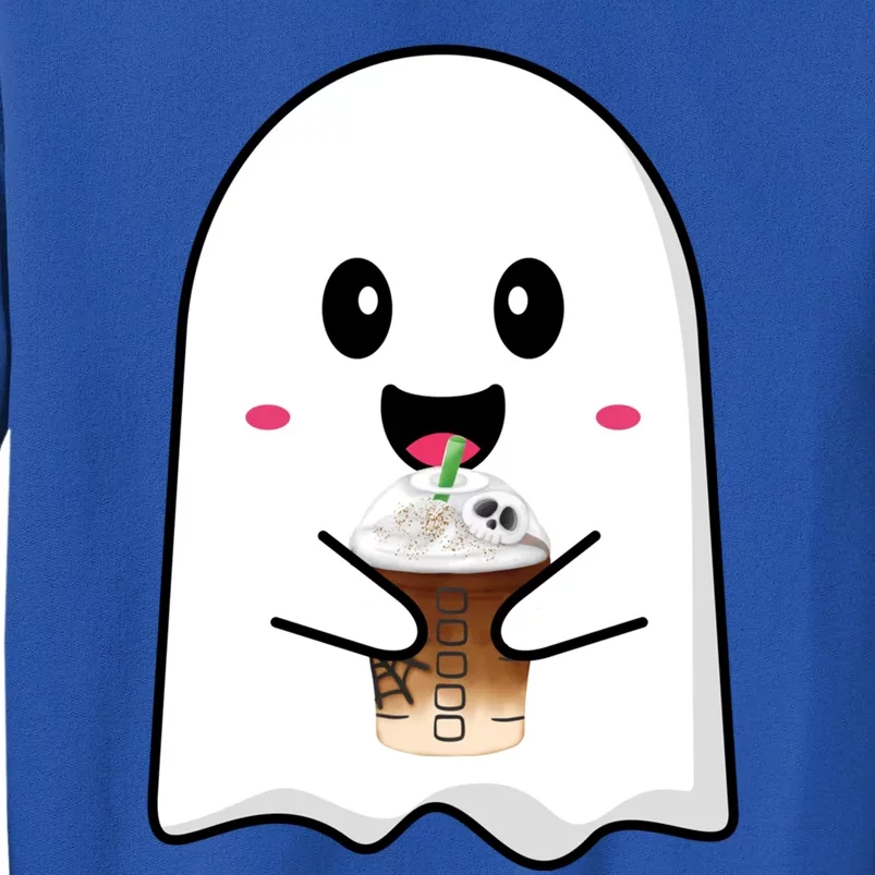 Spooky Season Cute Little Ghost Ice Coffee Halloween Tees Gift Tall Sweatshirt