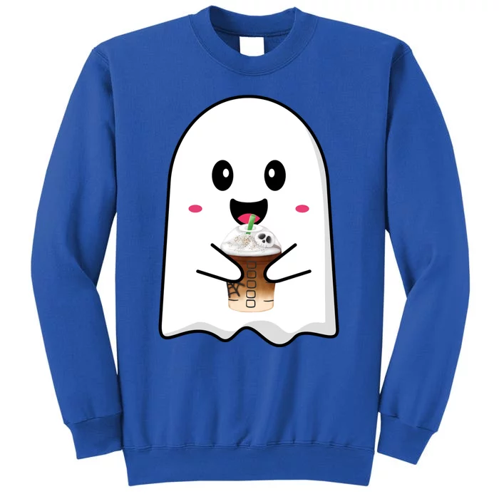 Spooky Season Cute Little Ghost Ice Coffee Halloween Tees Gift Tall Sweatshirt