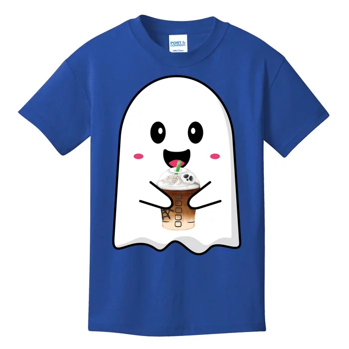 Spooky Season Cute Little Ghost Ice Coffee Halloween Tees Gift Kids T-Shirt