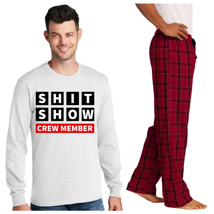 Shit Show Crew Member Funny Sarcastic Adult Saying Novelty Long Sleeve Pajama Set