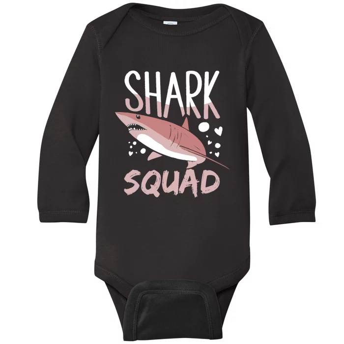 Shark Squad Cute Sharks Lover Fan Baby Long Sleeve Bodysuit