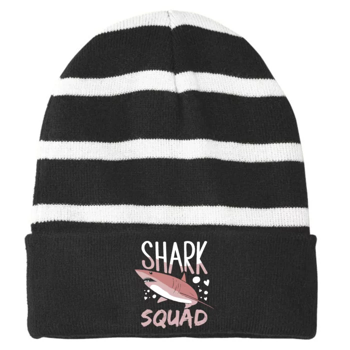 Shark Squad Cute Sharks Lover Fan Striped Beanie with Solid Band