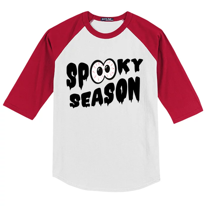 Spooky Season Crazy Eyes Halloween Kids Colorblock Raglan Jersey