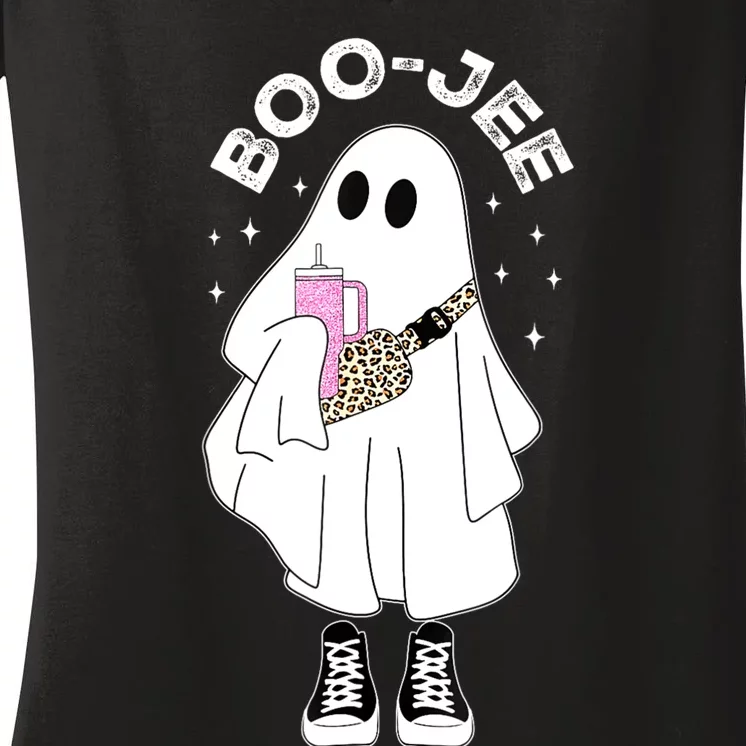 Spooky Season Cute Ghost Halloween Costume Boujee Boo Jee Women's V-Neck T-Shirt