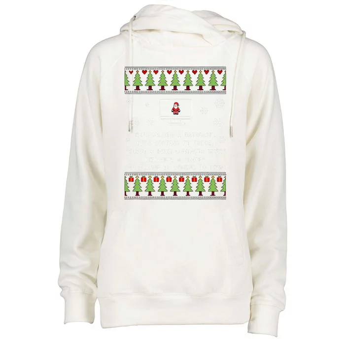 SQL Santa Claus Database Clause Developer Code DB Programmer Womens Funnel Neck Pullover Hood