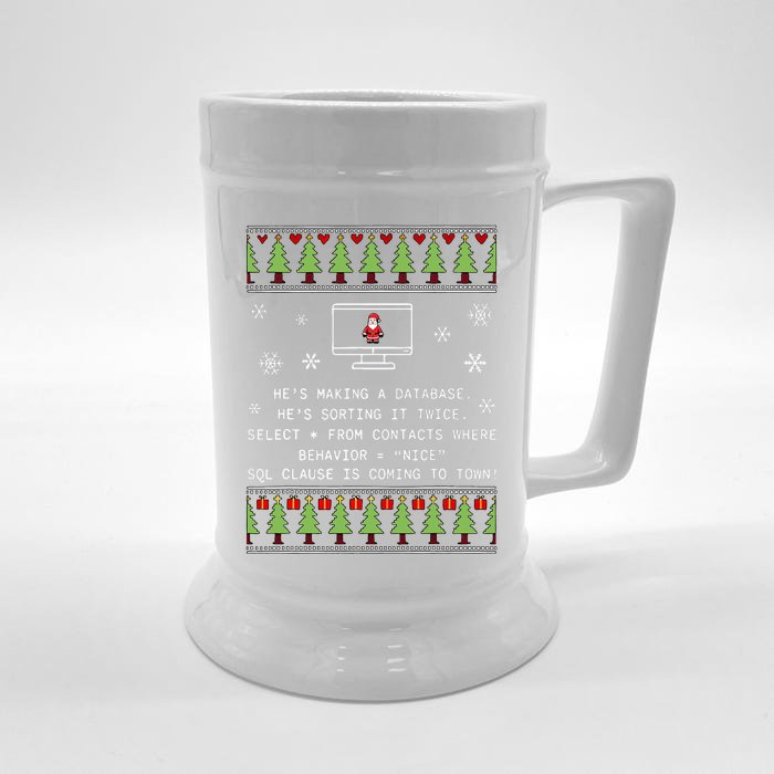 SQL Santa Claus Database Clause Developer Code DB Programmer Front & Back Beer Stein