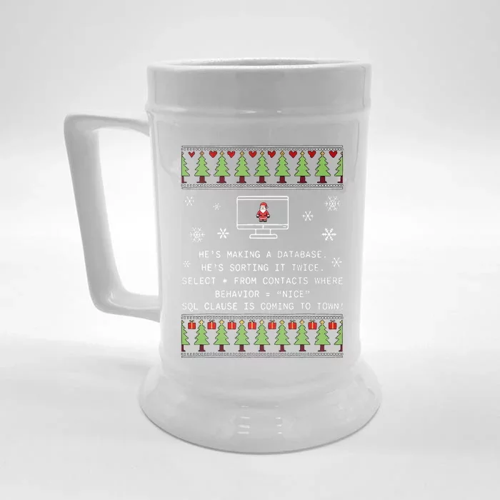 SQL Santa Claus Database Clause Developer Code DB Programmer Front & Back Beer Stein