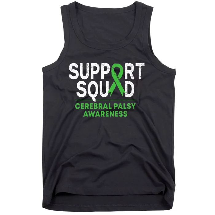 Support Squad Cerebral Palsy Awareness Month Cp Green Ribbon Tank Top