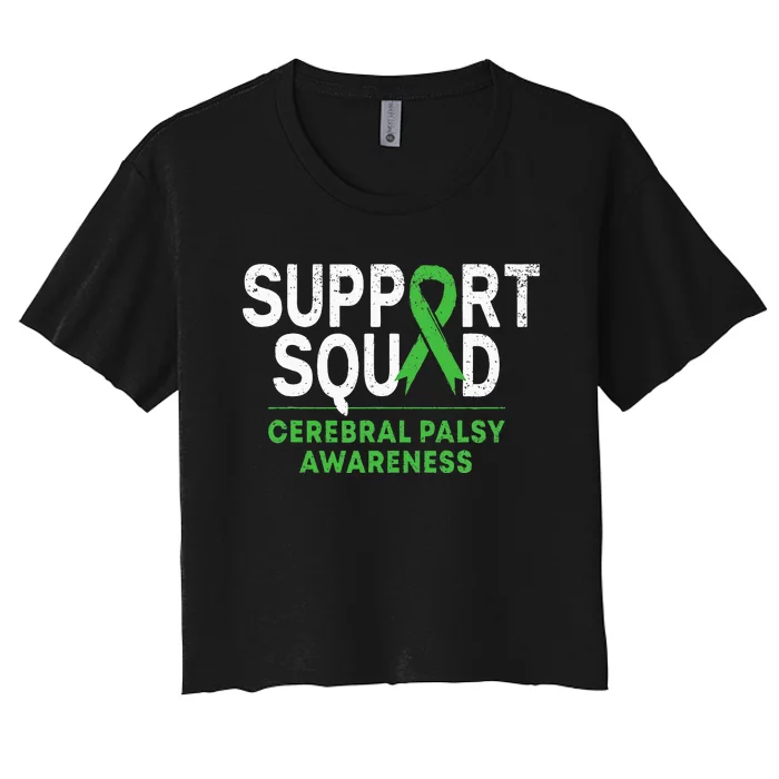 Support Squad Cerebral Palsy Awareness Month Cp Green Ribbon Women's Crop Top Tee