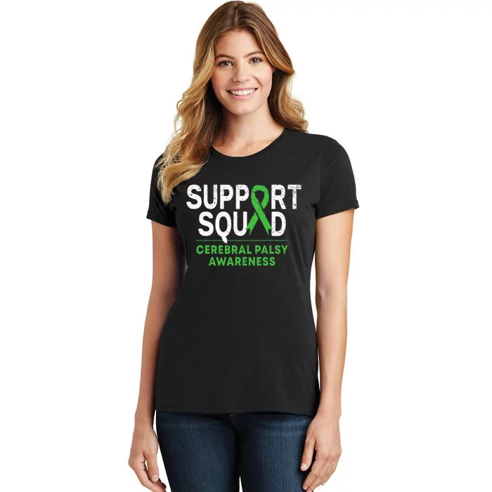 Support Squad Cerebral Palsy Awareness Month Cp Green Ribbon Women's T-Shirt