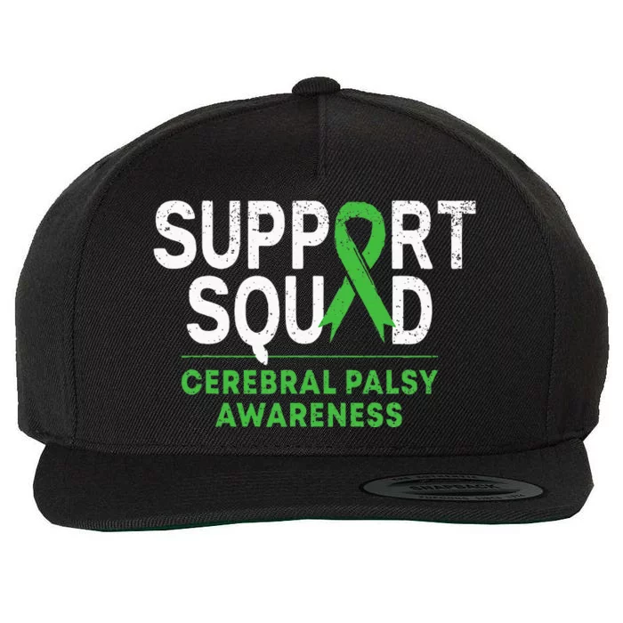 Support Squad Cerebral Palsy Awareness Month Cp Green Ribbon Wool Snapback Cap