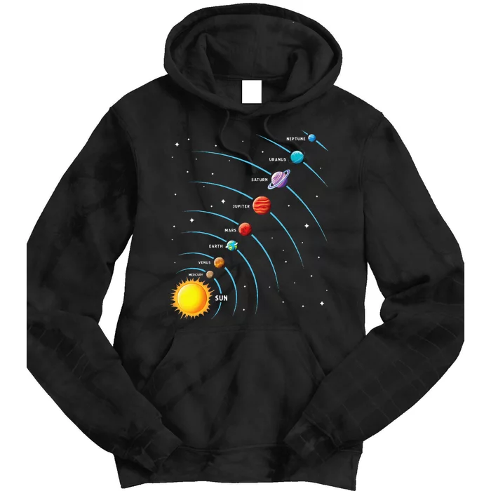 Solar System Colorful Space Planets Educational Tie Dye Hoodie