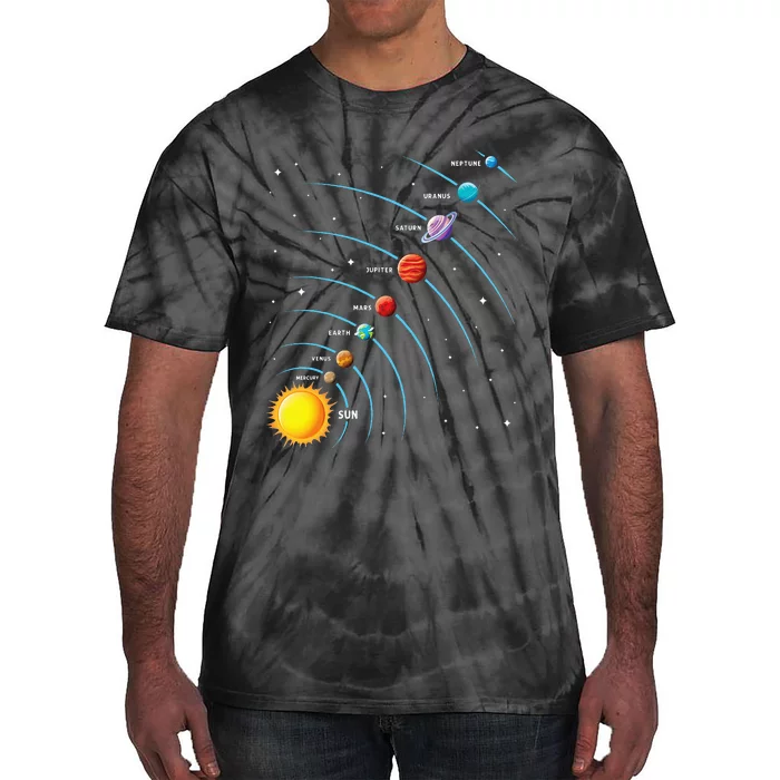 Solar System Colorful Space Planets Educational Tie-Dye T-Shirt