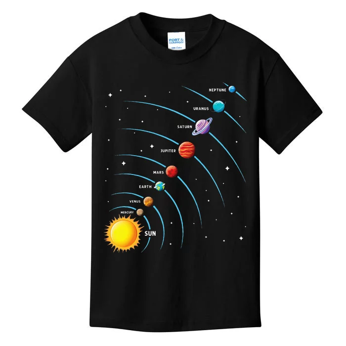 Solar System Colorful Space Planets Educational Kids T-Shirt