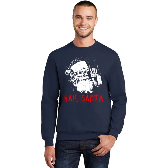 Sleigher Santa Claus Metal Christmas Rock On Hail Santa Sweatshirt