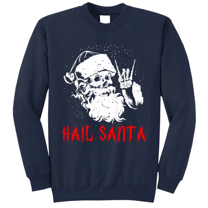 Sleigher Santa Claus Metal Christmas Rock On Hail Santa Tall Sweatshirt