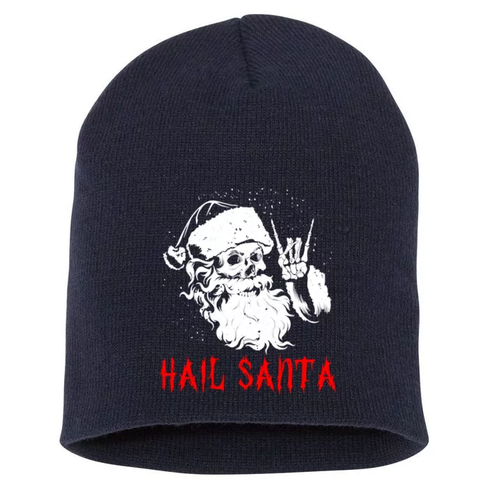 Sleigher Santa Claus Metal Christmas Rock On Hail Santa Short Acrylic Beanie