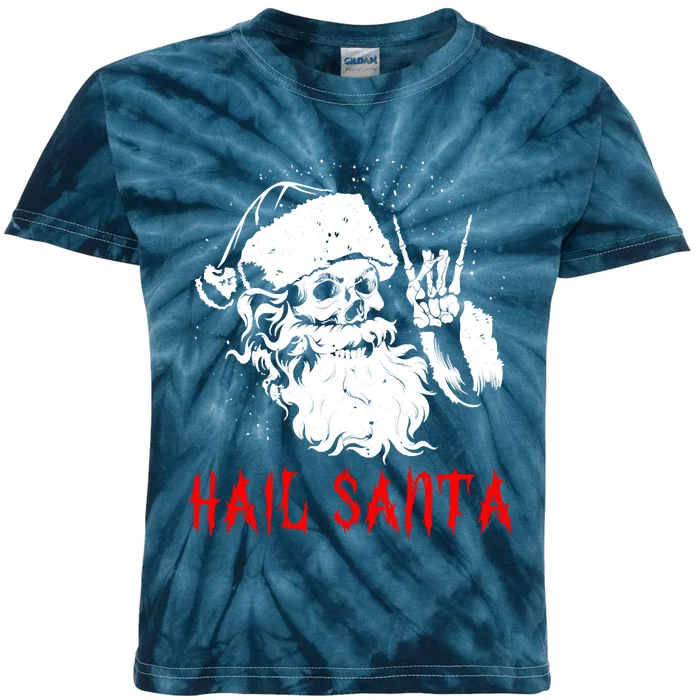 Sleigher Santa Claus Metal Christmas Rock On Hail Santa Kids Tie-Dye T-Shirt