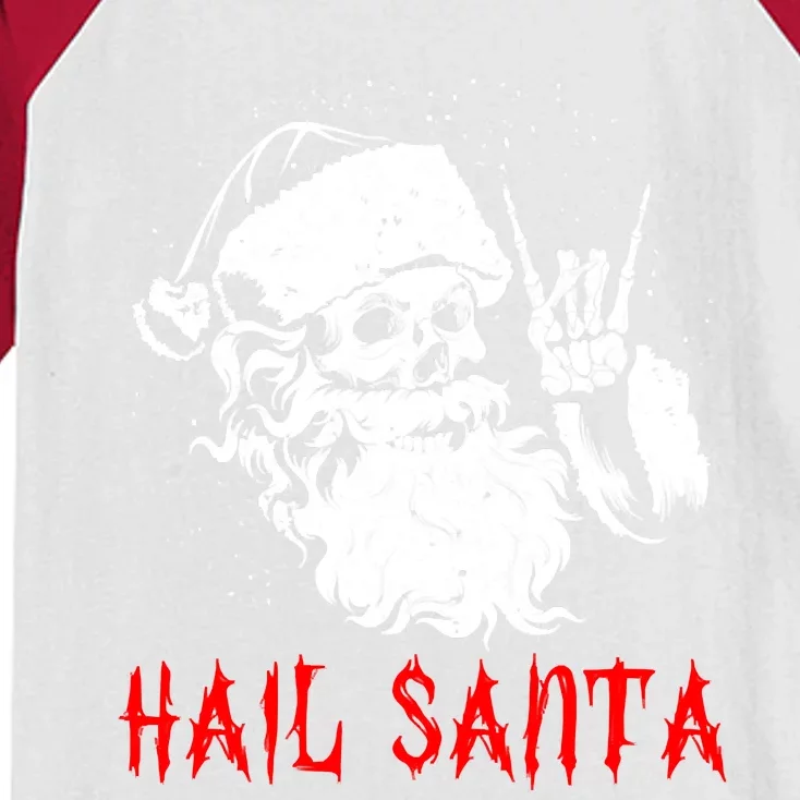 Sleigher Santa Claus Metal Christmas Rock On Hail Santa Kids Colorblock Raglan Jersey