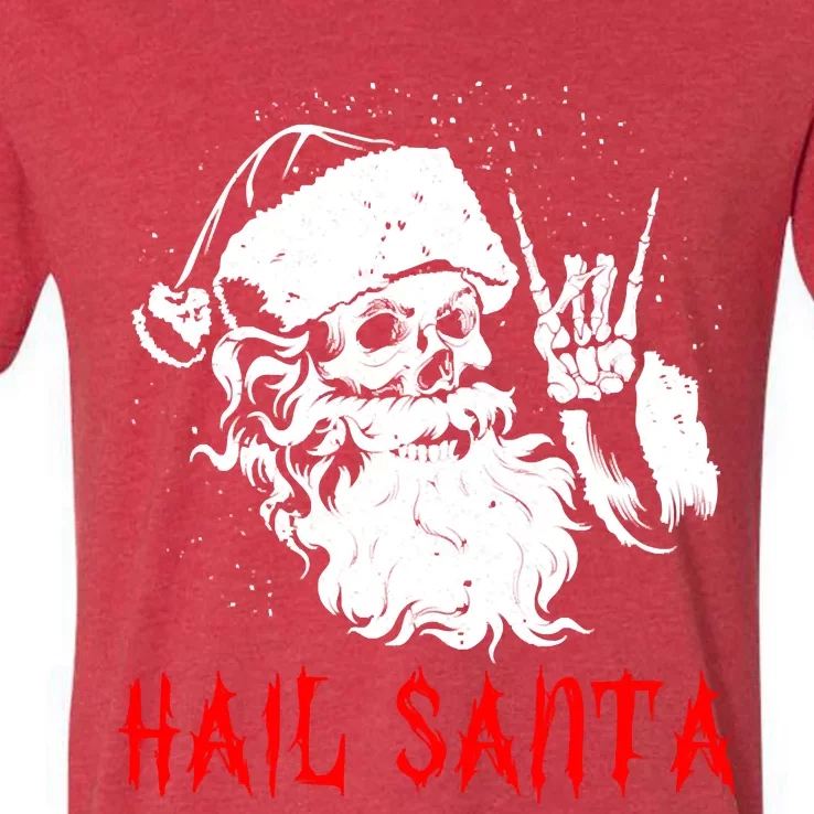 Sleigher Santa Claus Metal Christmas Rock On Hail Santa V-Neck T-Shirt