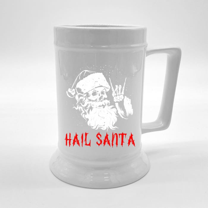 Sleigher Santa Claus Metal Christmas Rock On Hail Santa Front & Back Beer Stein