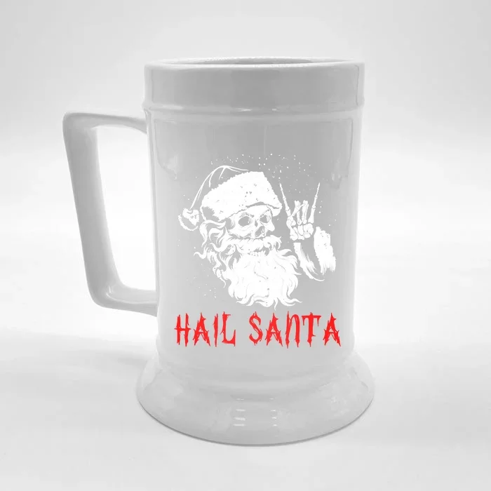 Sleigher Santa Claus Metal Christmas Rock On Hail Santa Front & Back Beer Stein