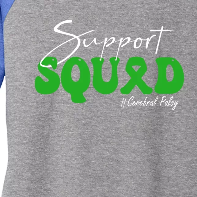 Support Squad Cerebral Palsy Awareness Green Ribbon Cute Gift Women's Tri-Blend 3/4-Sleeve Raglan Shirt