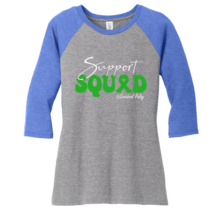 Support Squad Cerebral Palsy Awareness Green Ribbon Cute Gift Women's Tri-Blend 3/4-Sleeve Raglan Shirt