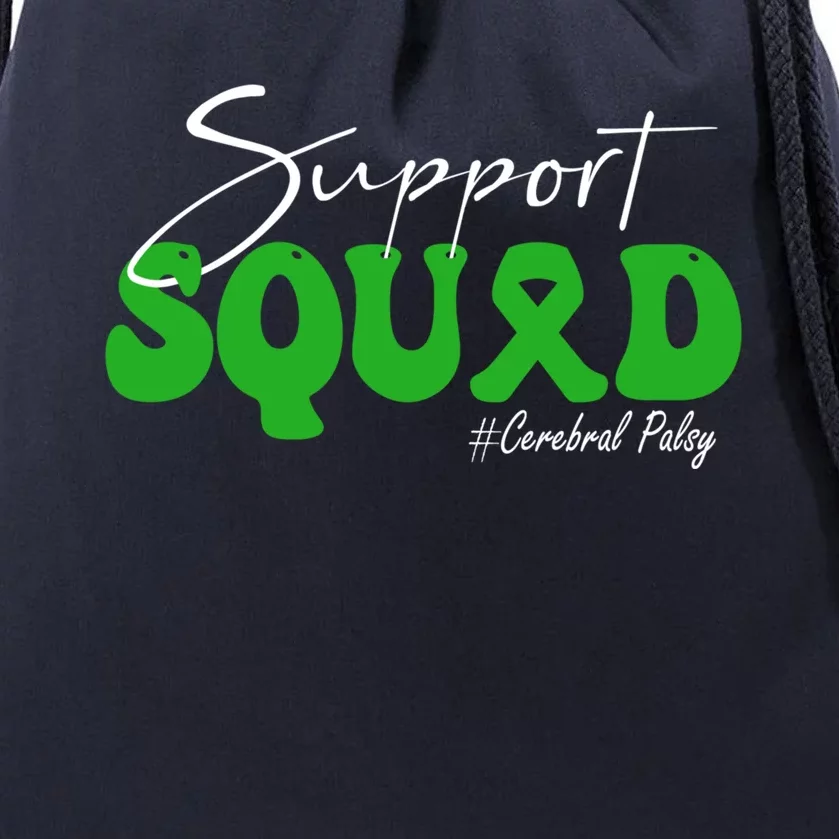 Support Squad Cerebral Palsy Awareness Green Ribbon Cute Gift Drawstring Bag