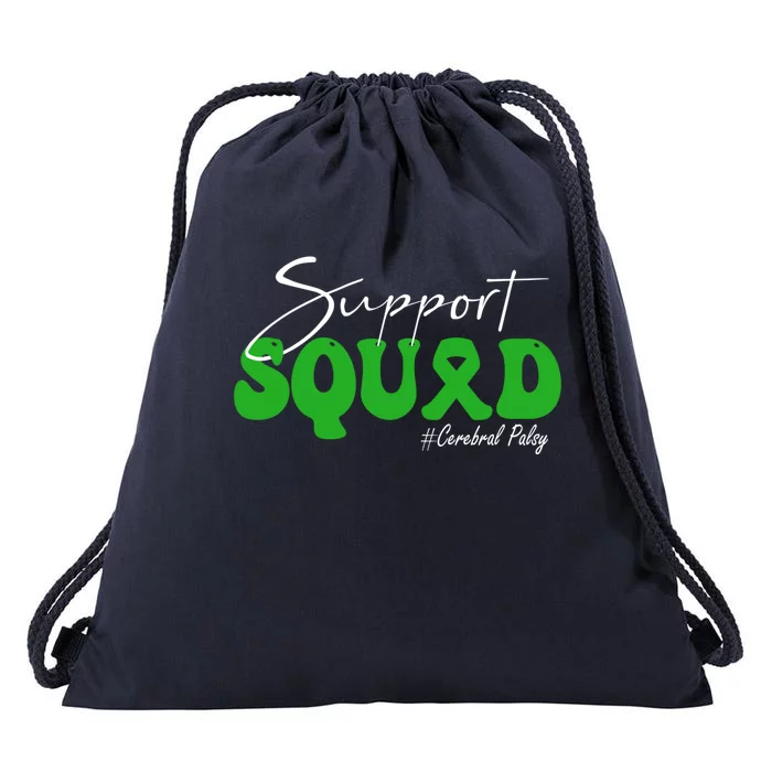 Support Squad Cerebral Palsy Awareness Green Ribbon Cute Gift Drawstring Bag